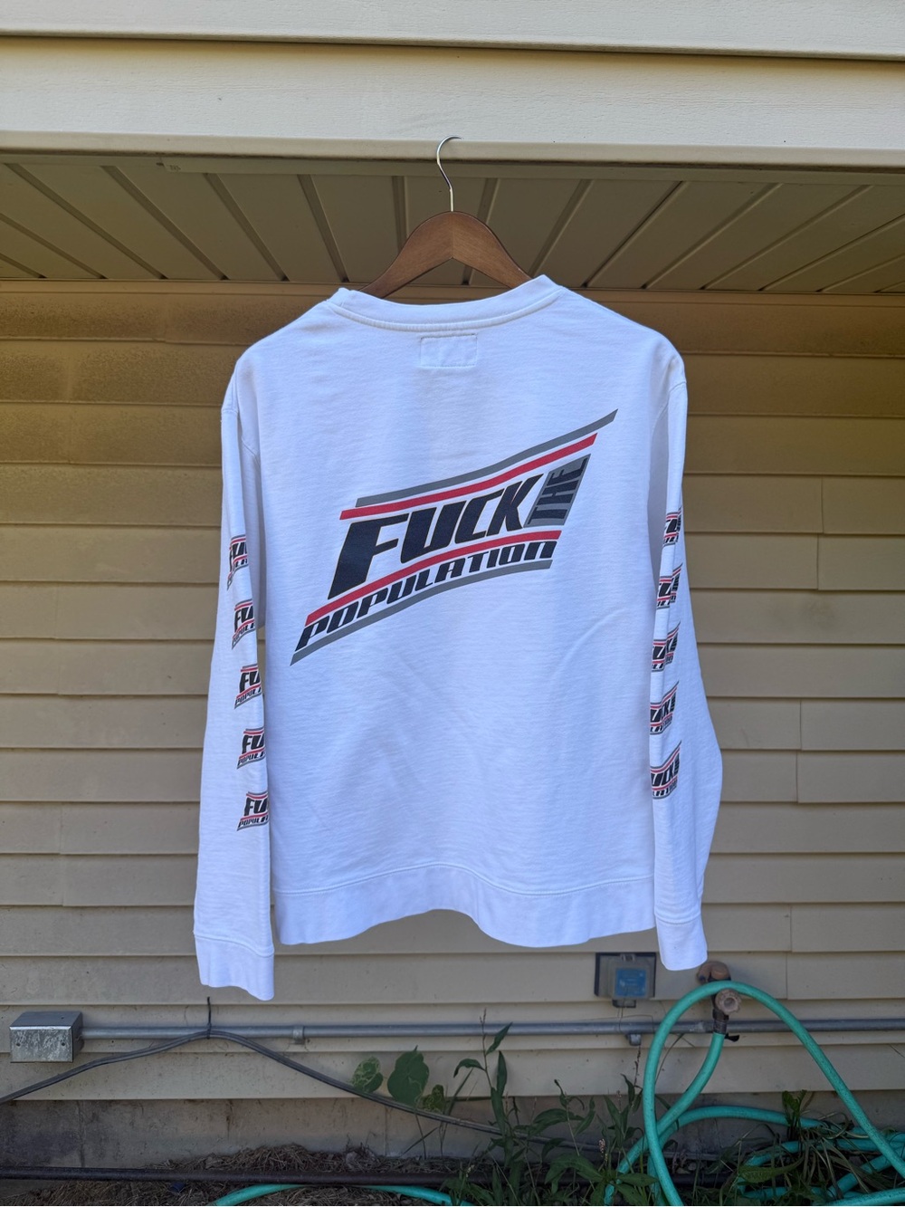 FTP White Long-Sleeve Graphic Tee with Black and Red Logo